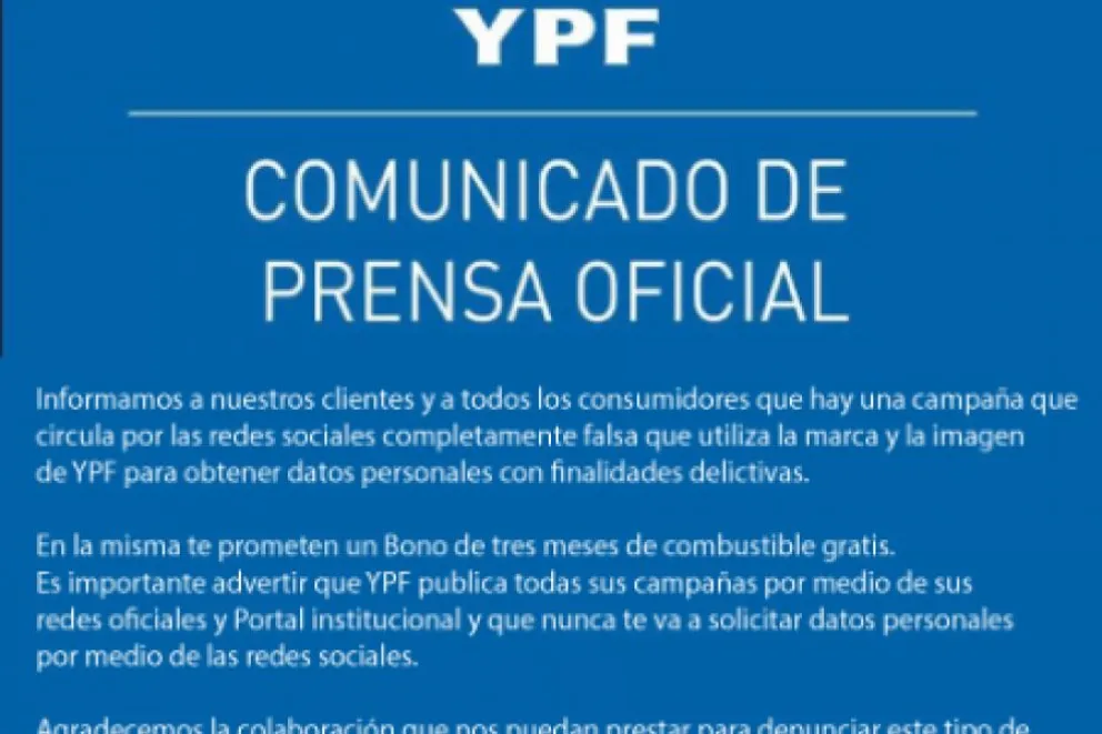 Comunicado Oficial de YPF