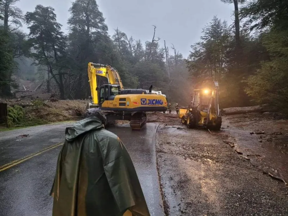 Ruta 231 entre el Empalme de la Ruta 40 y la Aduana con corte total por el deslave de barro y ramas 
